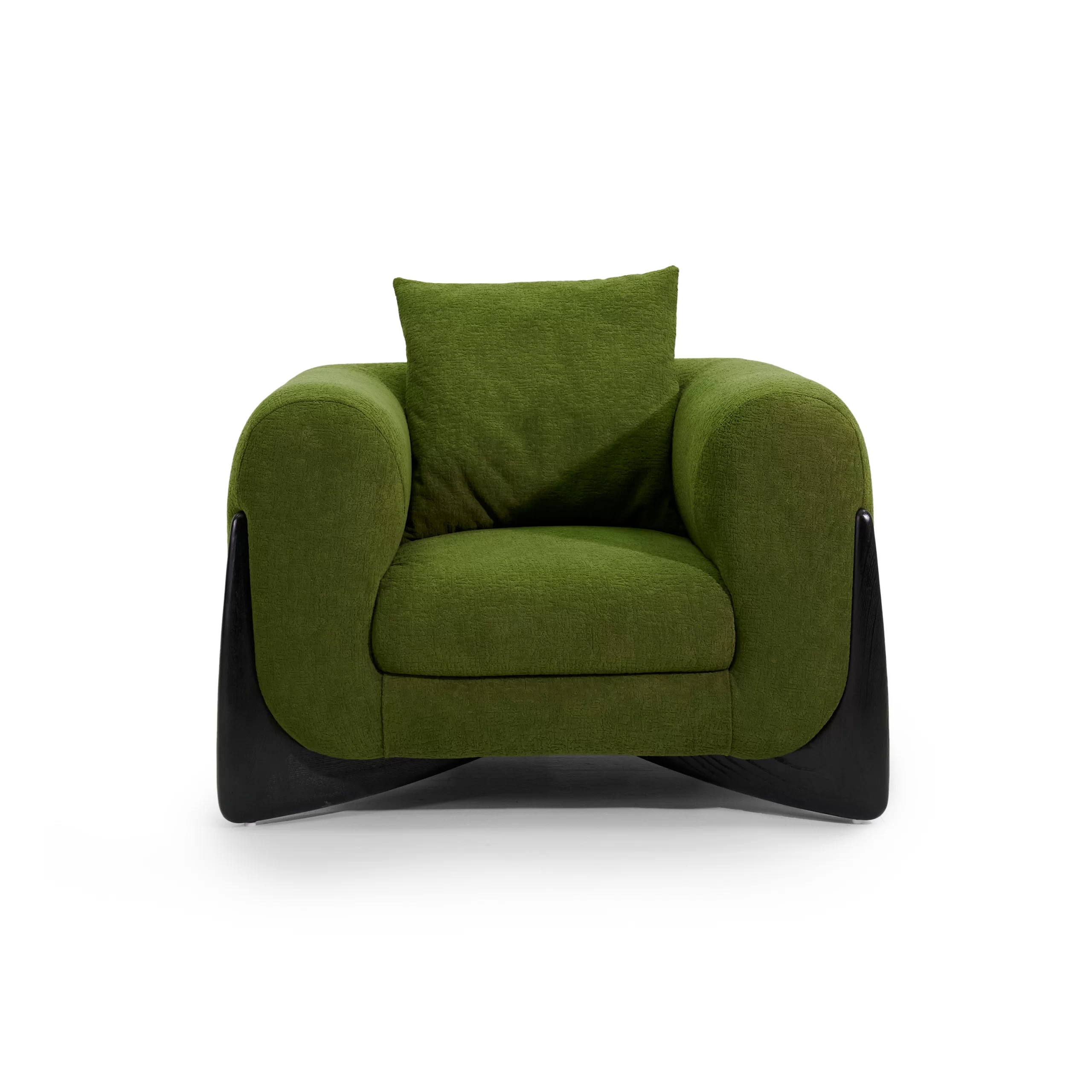 Ghế bành SOFTBAY bọc vải lông cừu trượt nước màu xanh rêu