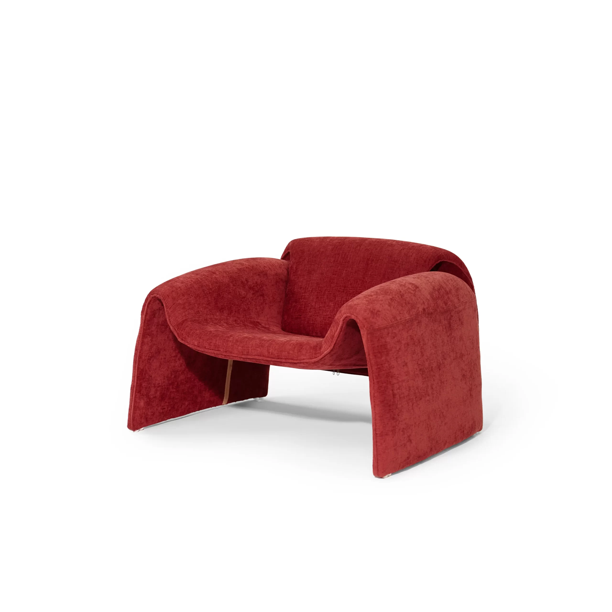 Ghế bành LE CLUB bọc vải Nhung xước màu đỏ Ruby