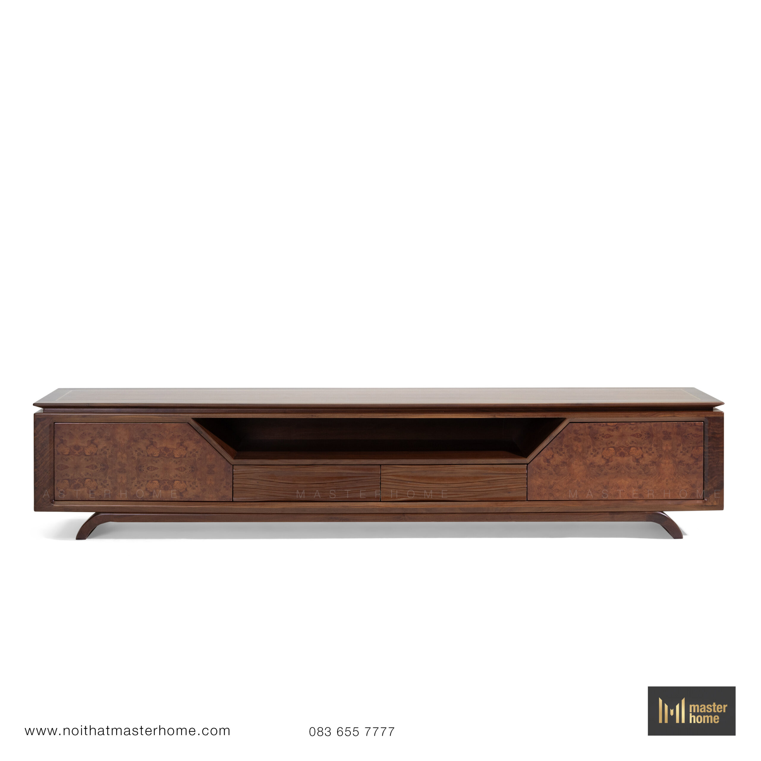 Kệ TV gỗ Óc chó, veneer Nu, nẹp đồng MBM-TS05