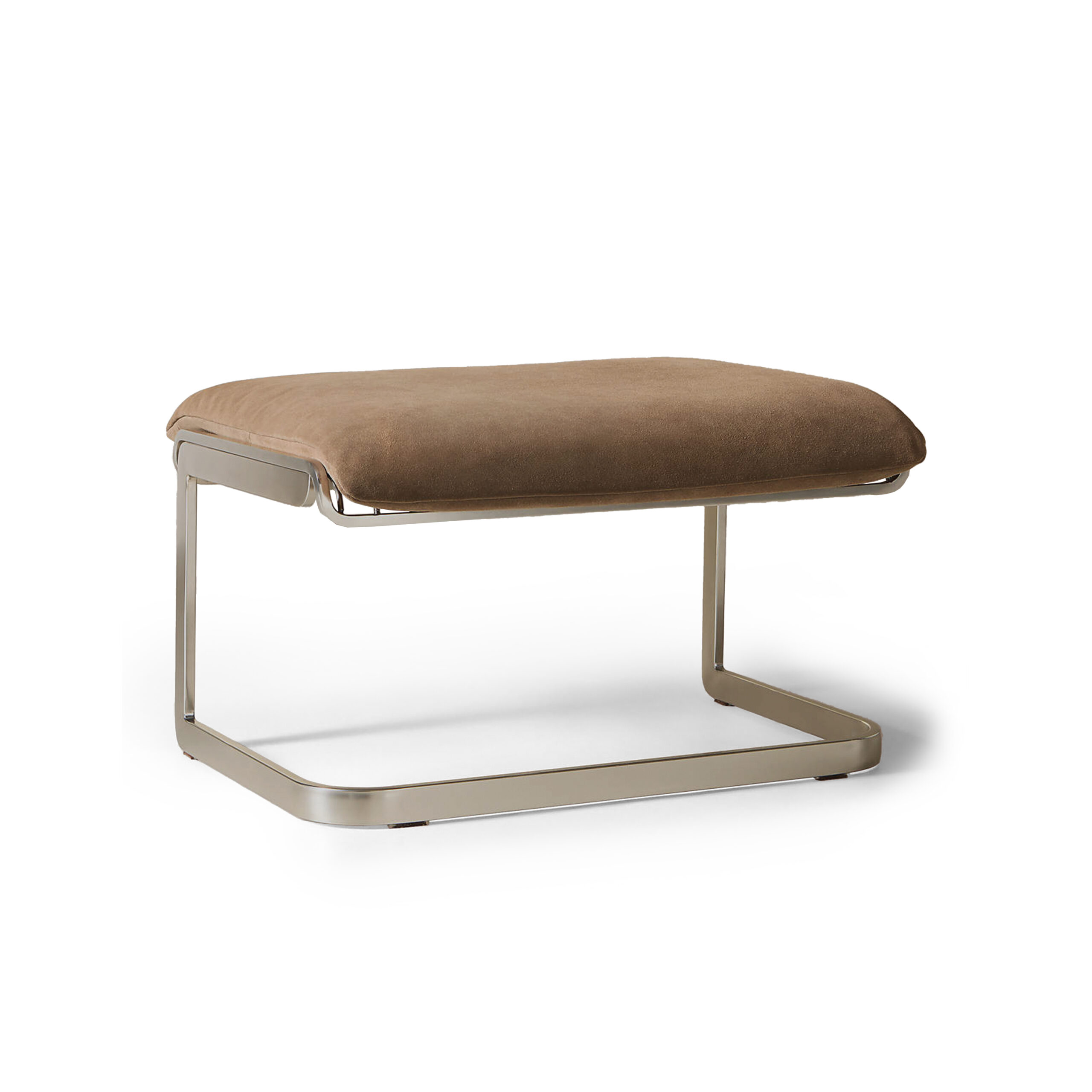 Ottoman KRAVITZ Kim loại không gỉ, da lộn coffee