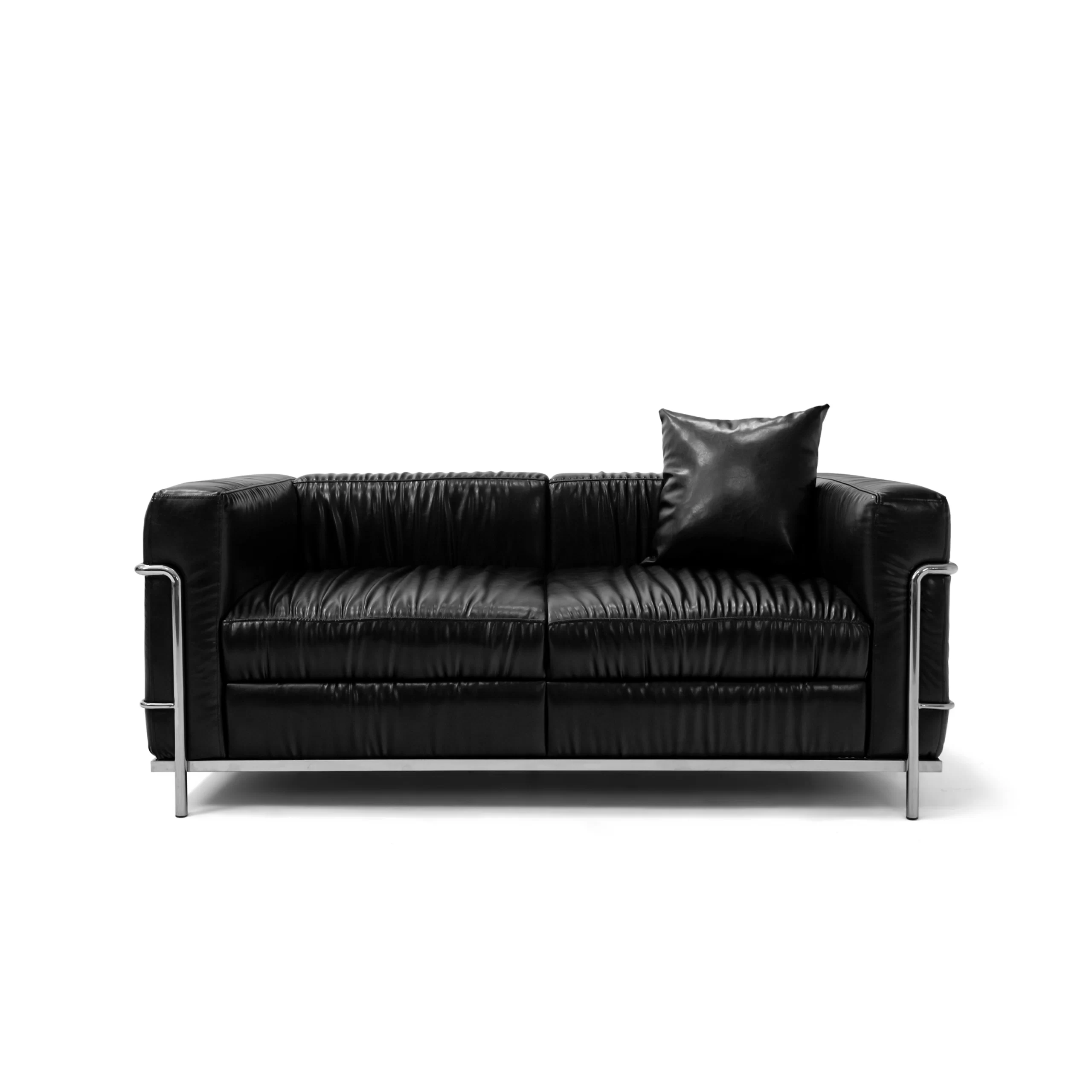 Sofa GRAND CONFORT bọc da màu đen bóng