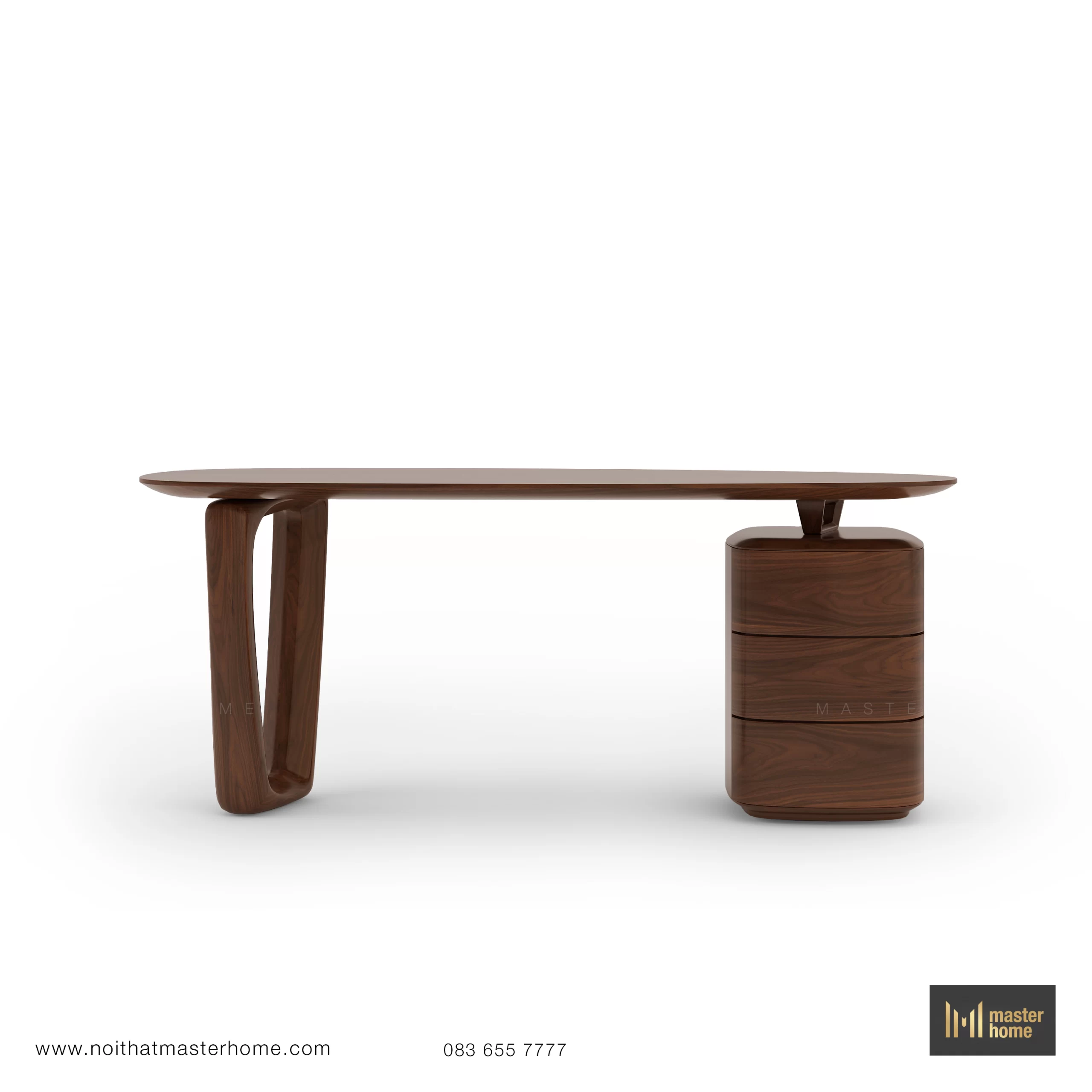 Bàn làm việc MBM-DK02 – Gỗ Óc chó bo cong điêu khắc