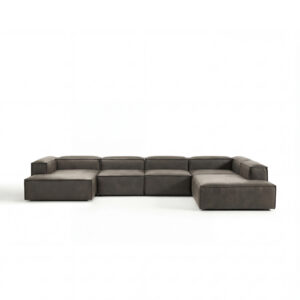 Sofa modular LENNO L4-XL bọc Nỉ giả da màu ghi chì